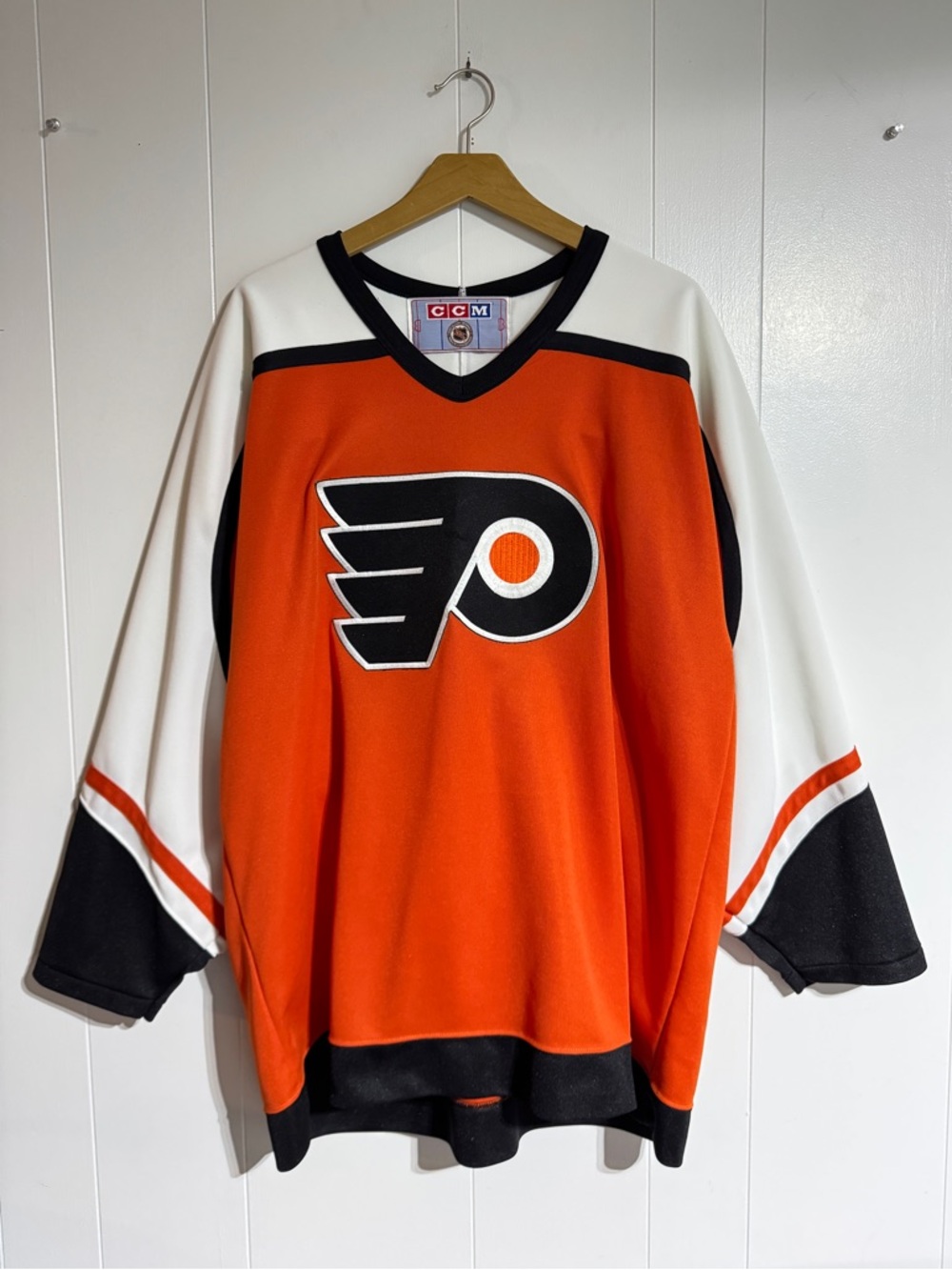 Vintage Philadelphia Flyers Jersey Mens XL White Orange NHL Hockey CCM Blank